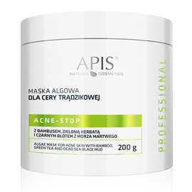 Apis Professional Acne-Stop Maska algowa dla cery trądzikowej z bambusem, zieloną herbatą, czarnym błotem z Morza Martwego 200 g