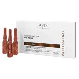 Apis Coffee Shot - Kawowa ampułka anti-aging z kwasem kawowym 5% i ekstraktem z maku Plumping effect - 10 x 3,5 ml